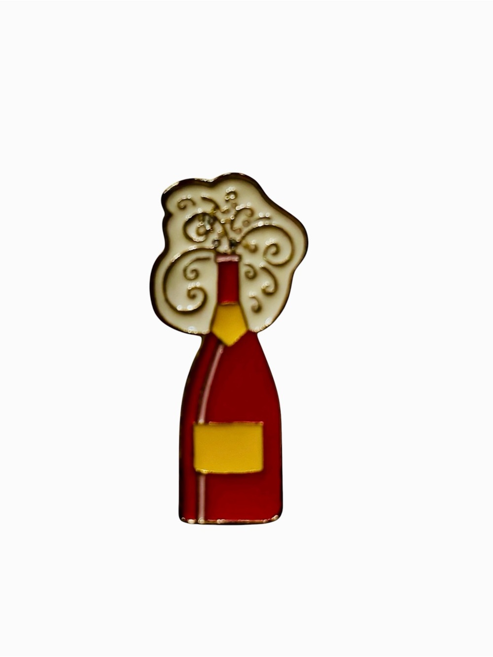 Pink Champagne Lapel Pin With Bubbles